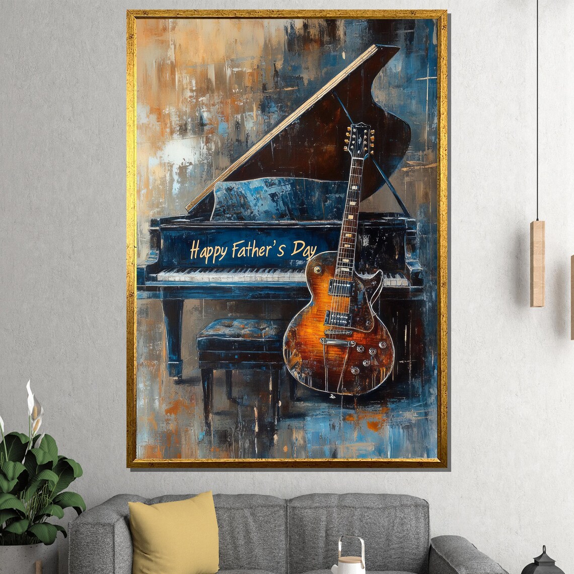 Grand Piano Guitar Happy Fathers Day Musical Gift Wall Poster