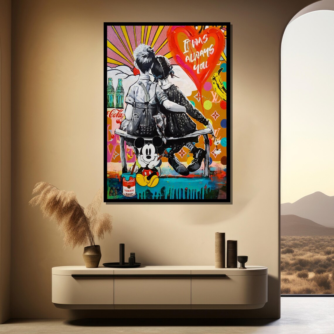 Pop Art Collage Of Childhood Romance With Mickey Mouse Poster - Image 4