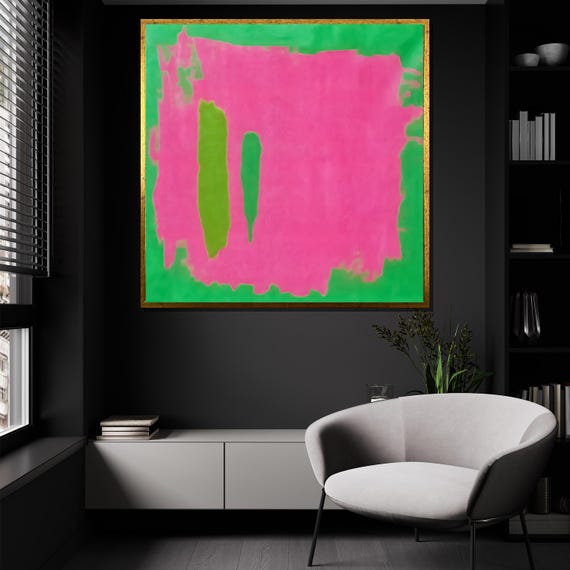 Mark Rothko Painting Pink And Green Abstract Wall Art Bold Colorful Artwork Large Modern Decor Gift For Art Collectors