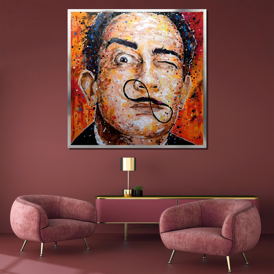 Vibrant Salvador Dali Pop Art Portrait In Colorful Splatter Poster - Image 4