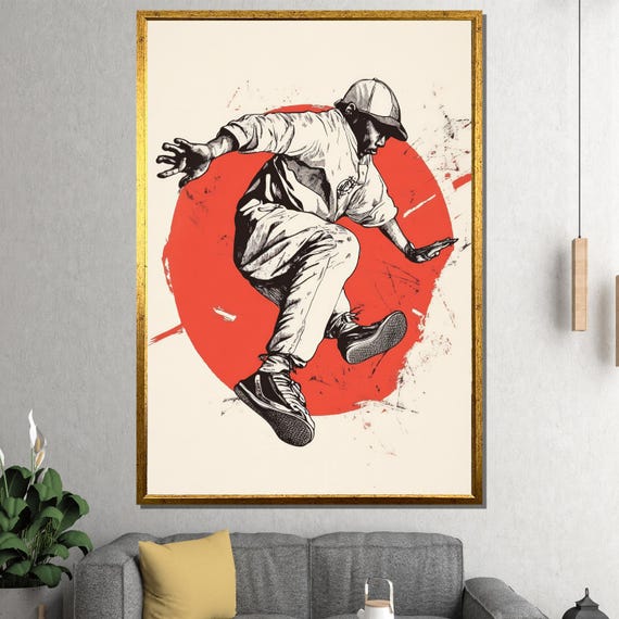 Urban Street Dancer Painting Modern Hip Hop Art Gift For Dance Lovers And Stylish Wall Decor