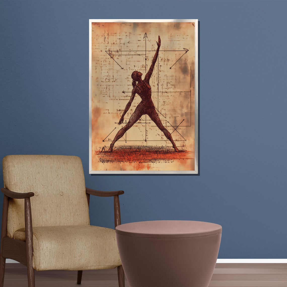 Da Vinci Style Anatomy Study of a Dancer Vintage Sketch Poster - Image 3