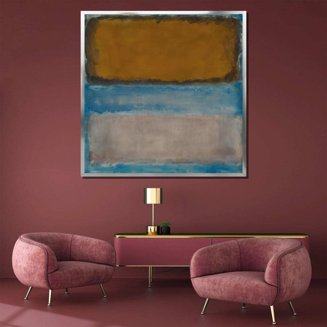 Mark Rothko Blue and Earthy Tones Calm Abstract Color Poster - Image 5