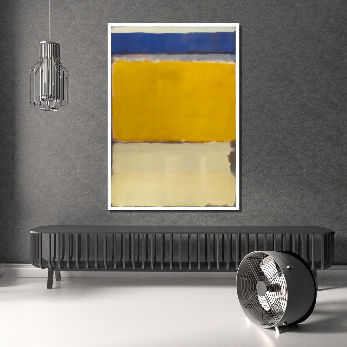 Vivid Royal Blue Golden Yellow and Cream Bold Color Field Poster - Image 4