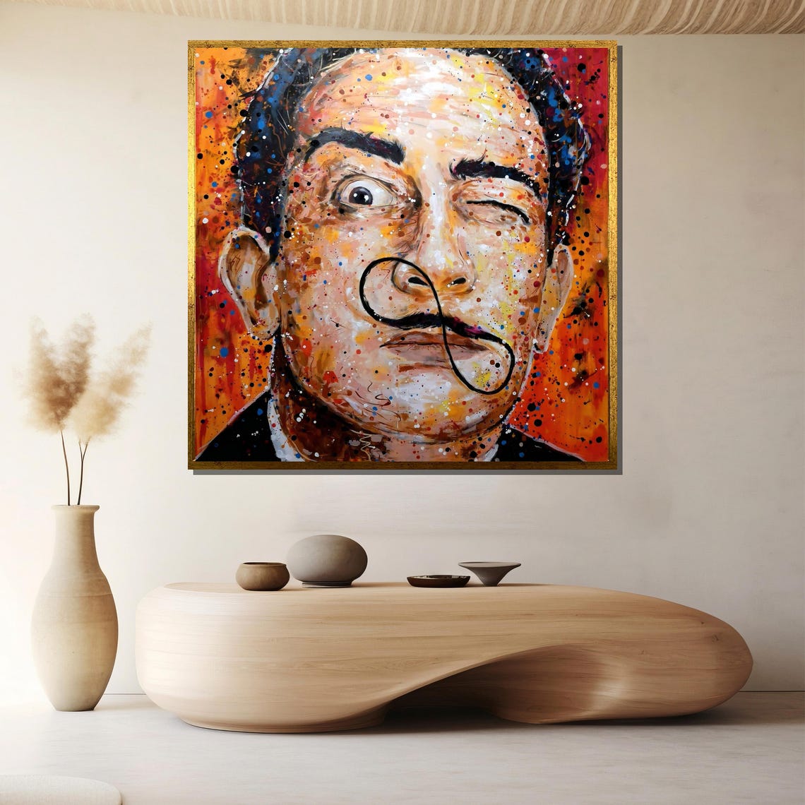 Vibrant Salvador Dali Pop Art Portrait In Colorful Splatter Poster