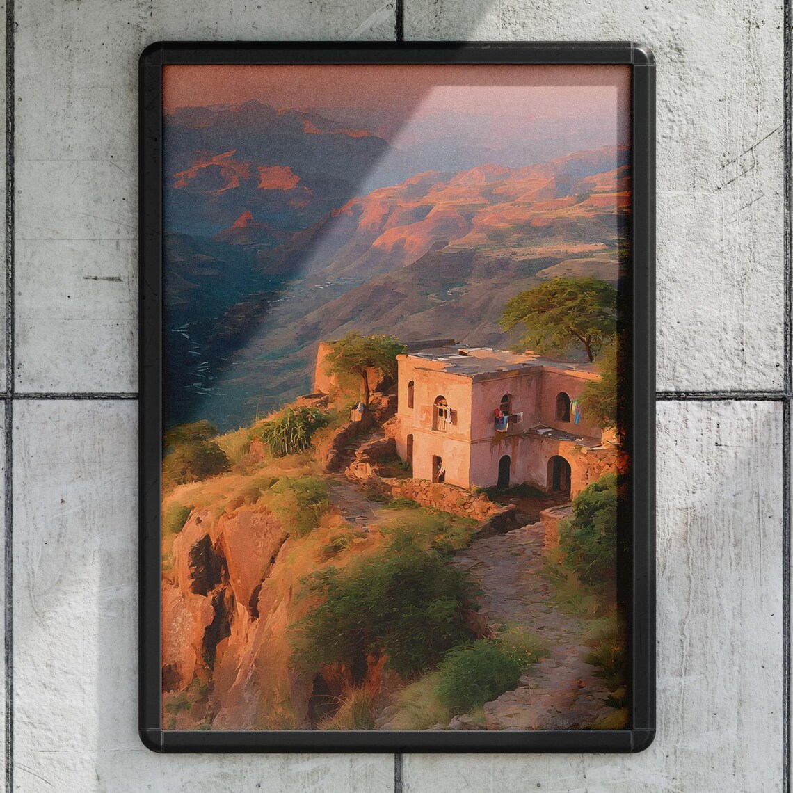 Lalibela Ethiopia Ancient Stone Church Sunset African Art Print