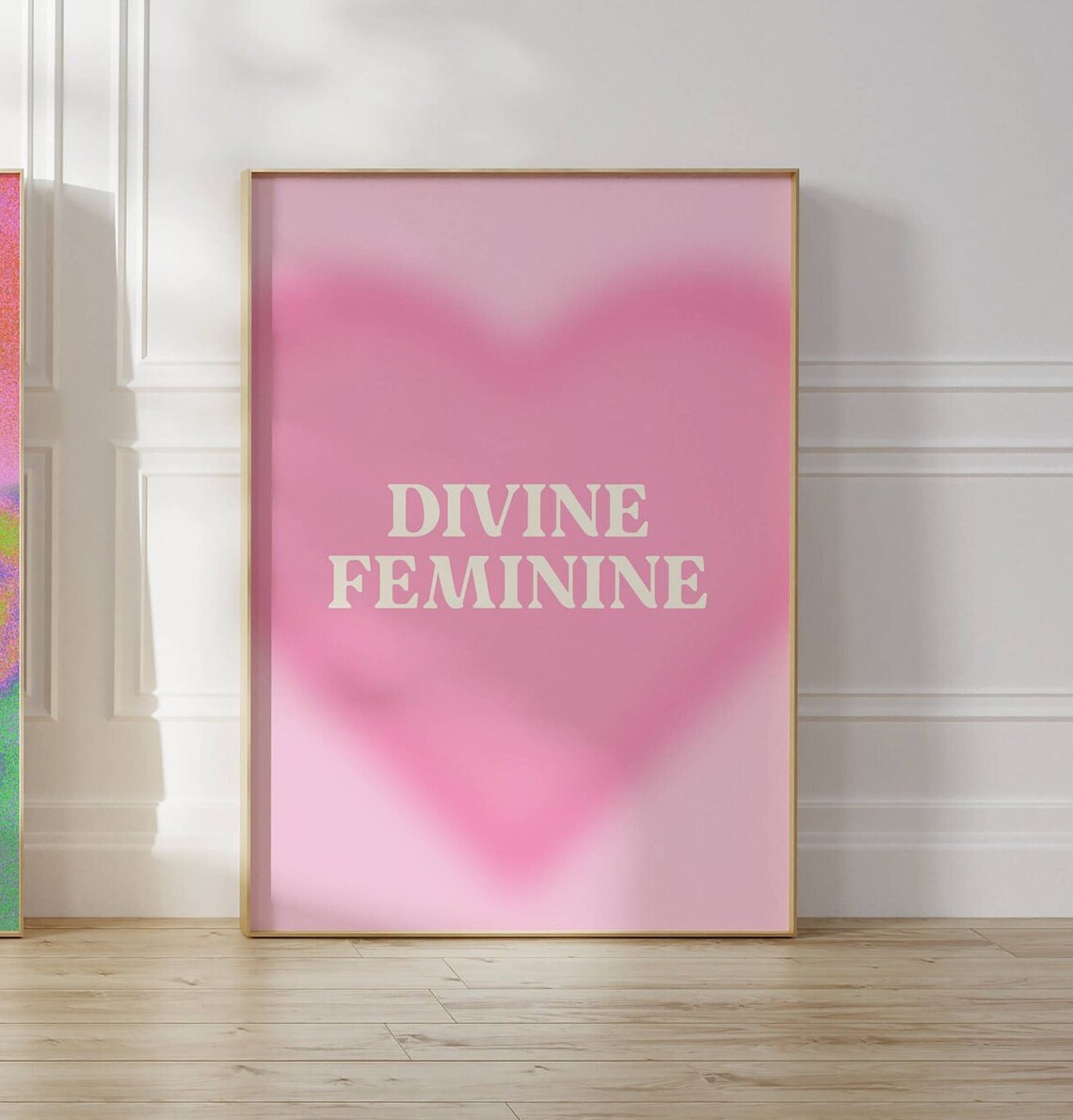 Divine Feminine Pink Heart Art Print, Girly Decor