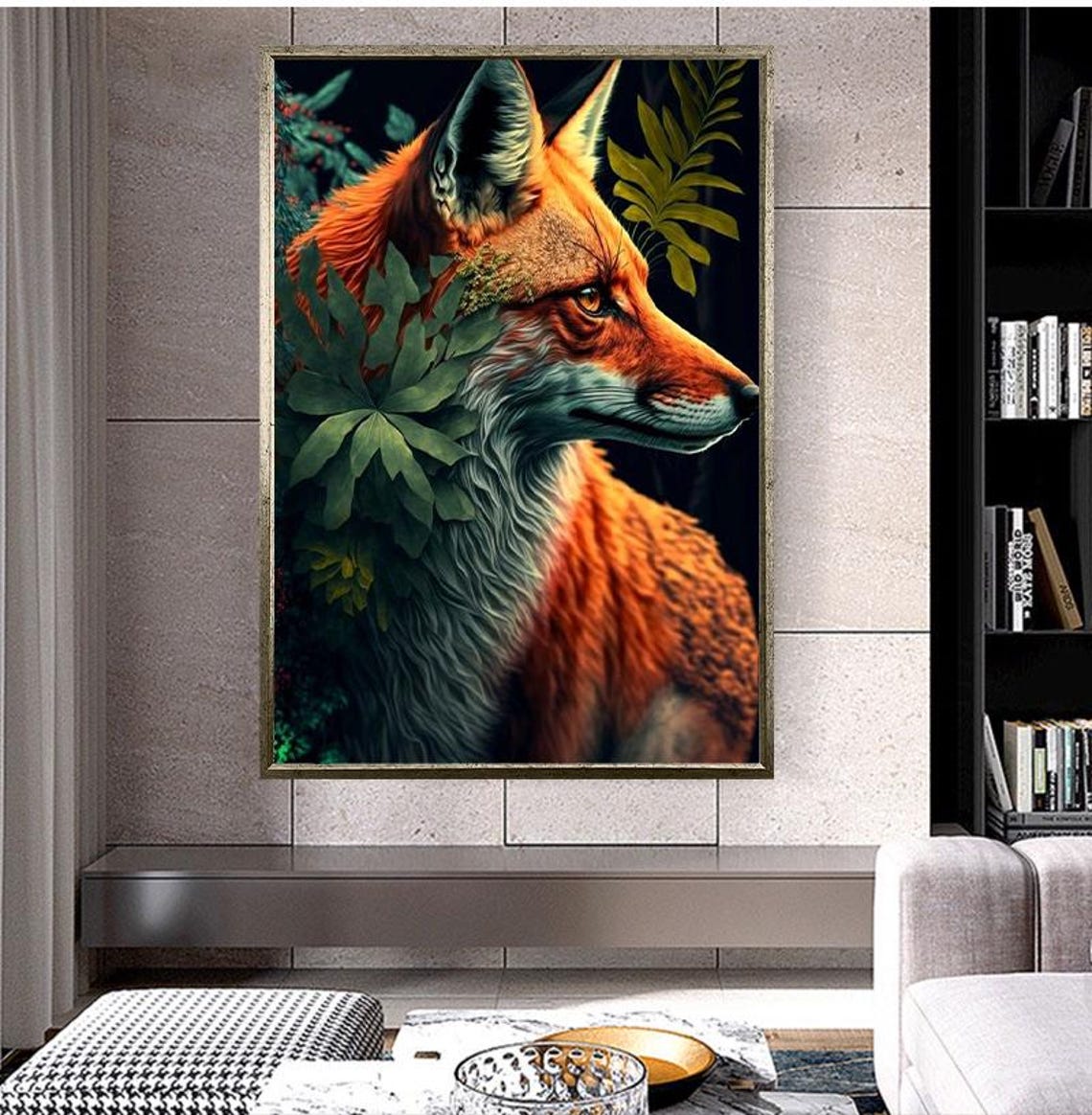 Red Fox Emerging From Dark Forest Vivid Wildlife Portrait Poster - Image 4