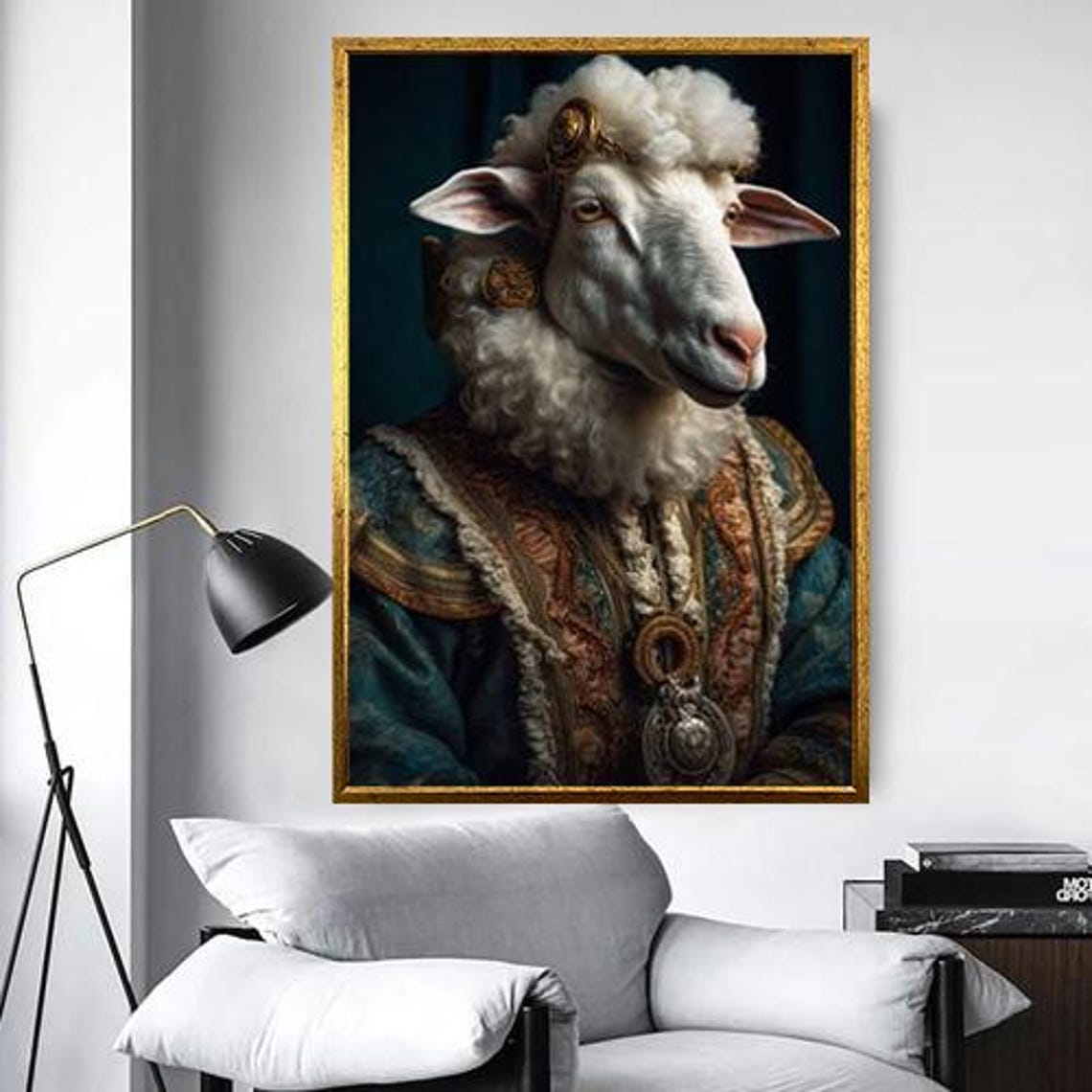 Sheep Dressed as a General in Ornate Uniform Portrait Poster - Image 5