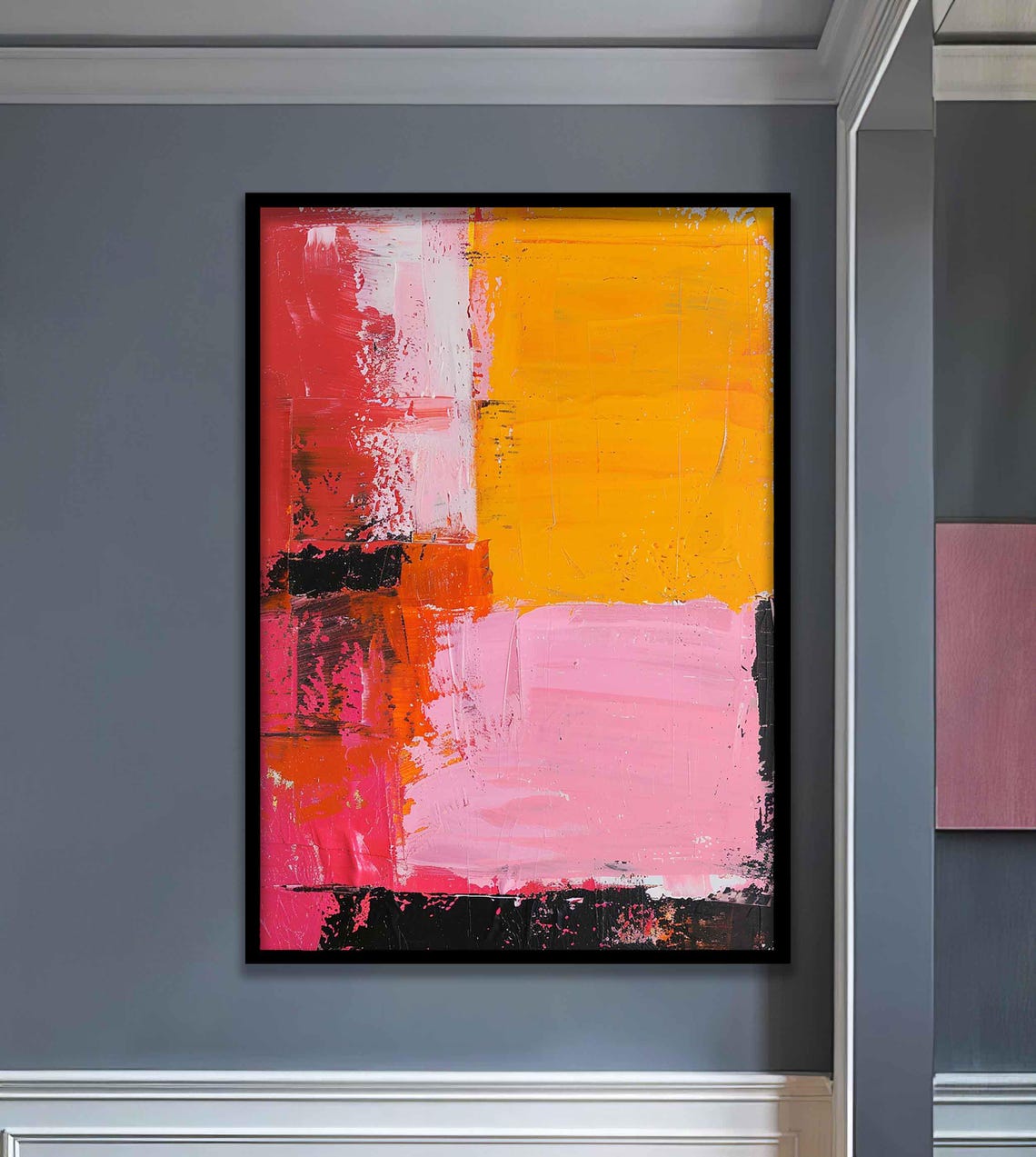 Bold Red Orange and Pink Geometric Color Block Design Poster - Image 3
