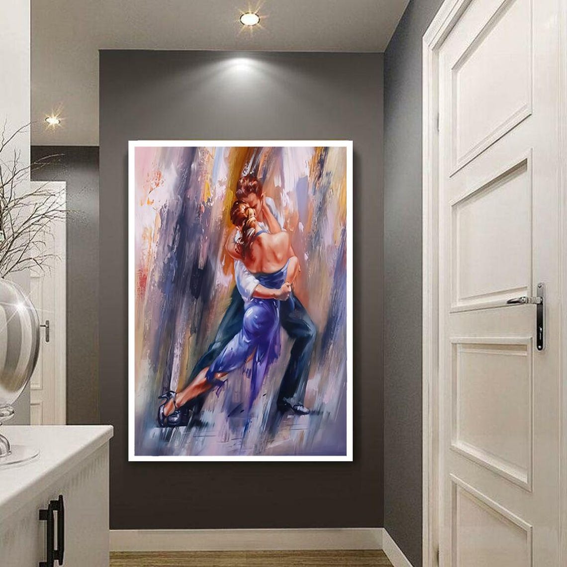 Romantic Ballroom Dancers in Flowing Blue Dress Dance Poster - Image 3