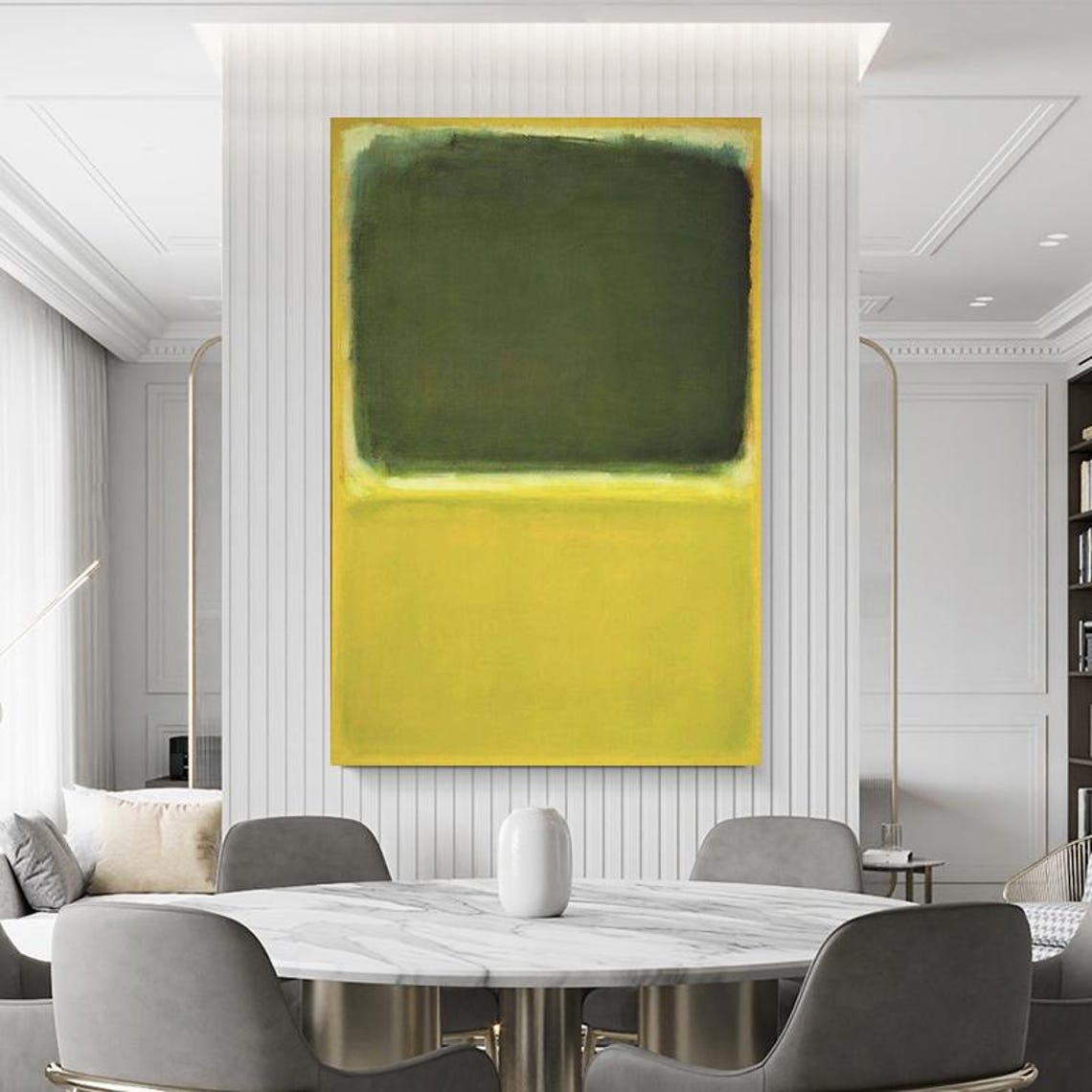 Olive Green And Golden Yellow Modern Color Field Abstract Wall Art - Image 2