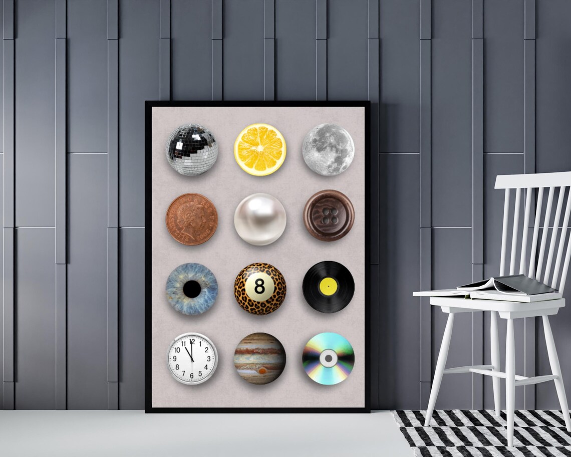 Vintage Circle Art, Round Objects Modern Decor - Image 4