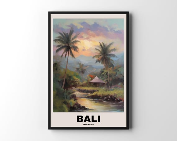Bali Scenic Travel Poster, Balinese Art