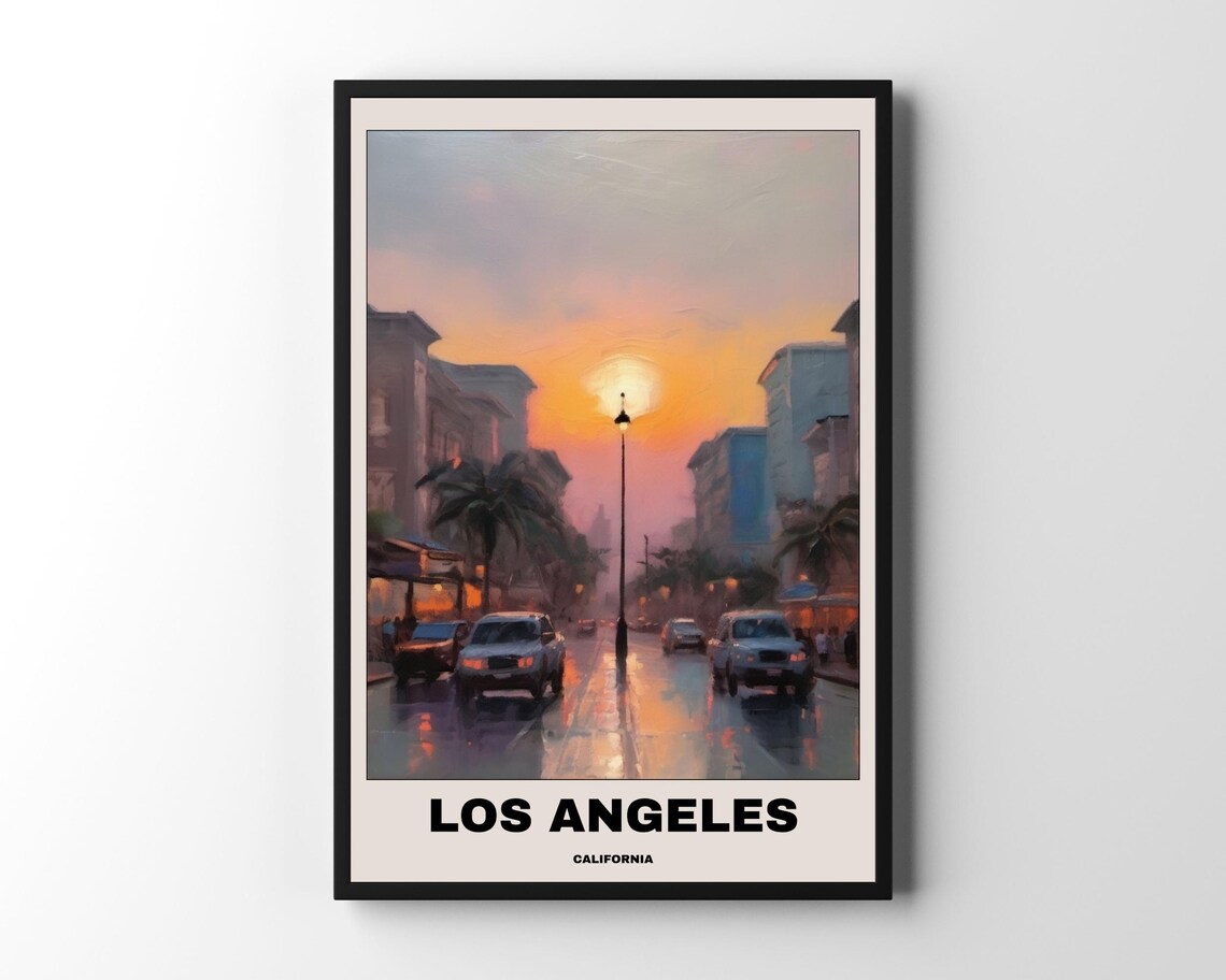Los Angeles Poster Artwork, Minimalist California Sunset