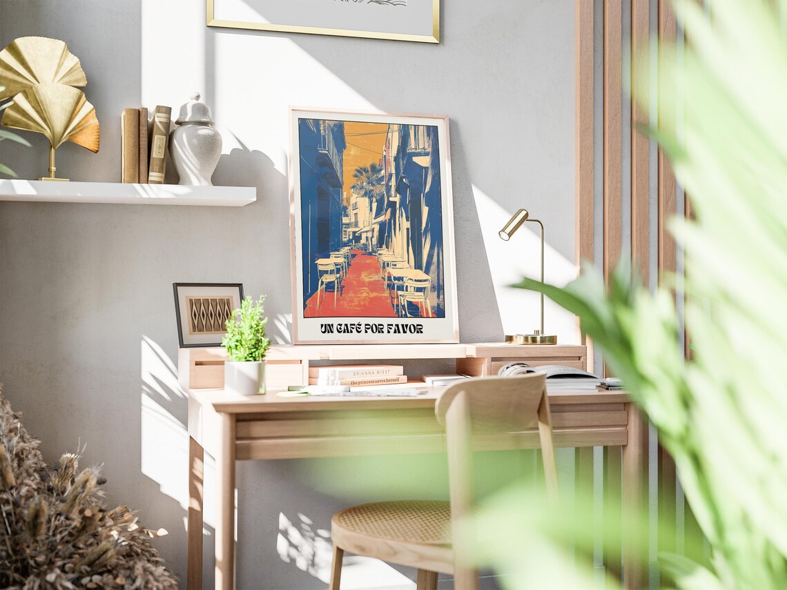Spanish Cafe Travel Poster, Vintage Mediterranean Street - Image 3