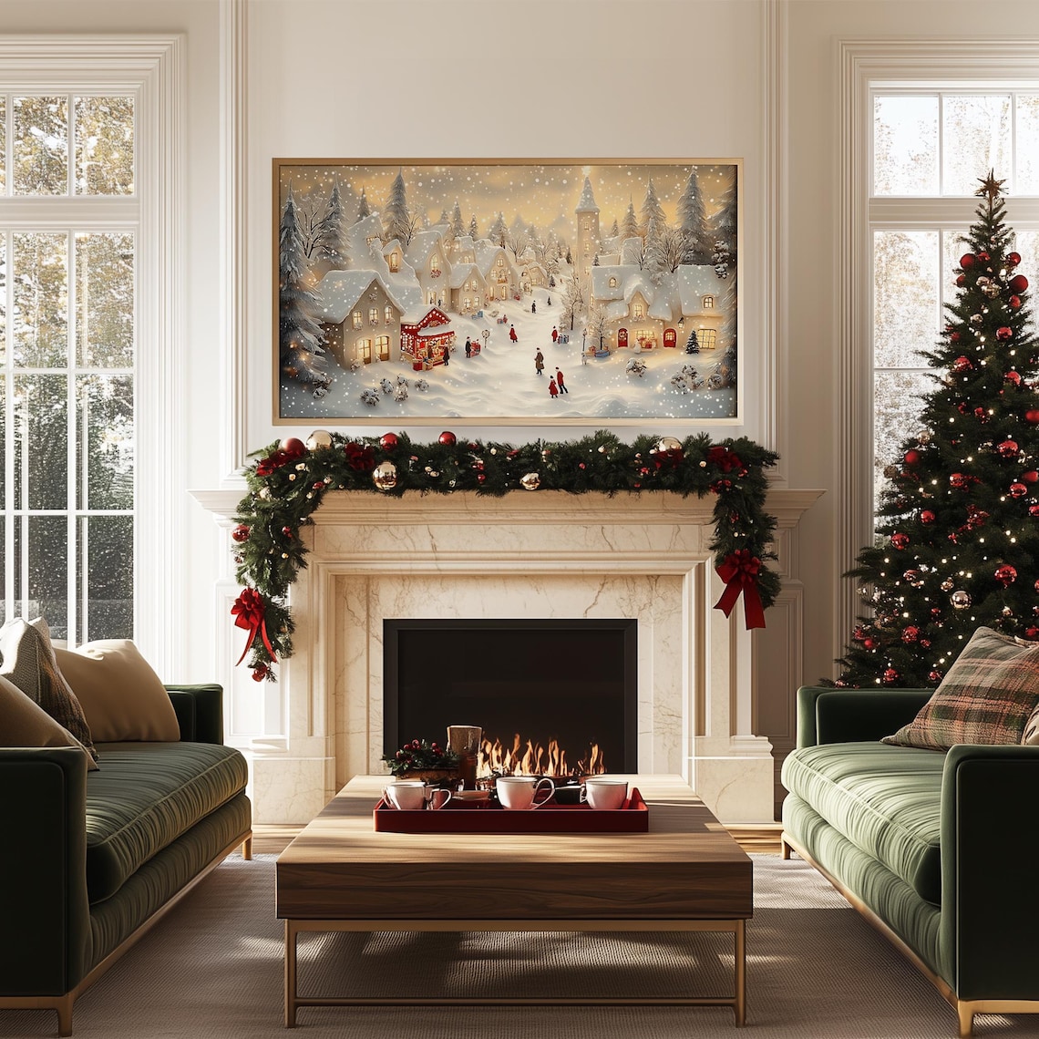 Christmas Village Santa's Workshop, Winter Art Print - Image 5