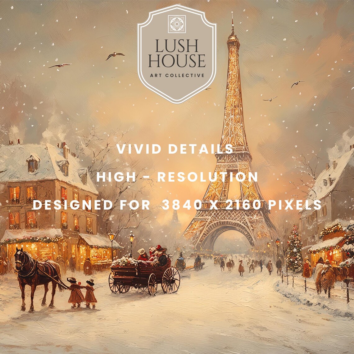 Paris Christmas Market, Festive Snowy Winter Travel Poster - Image 2