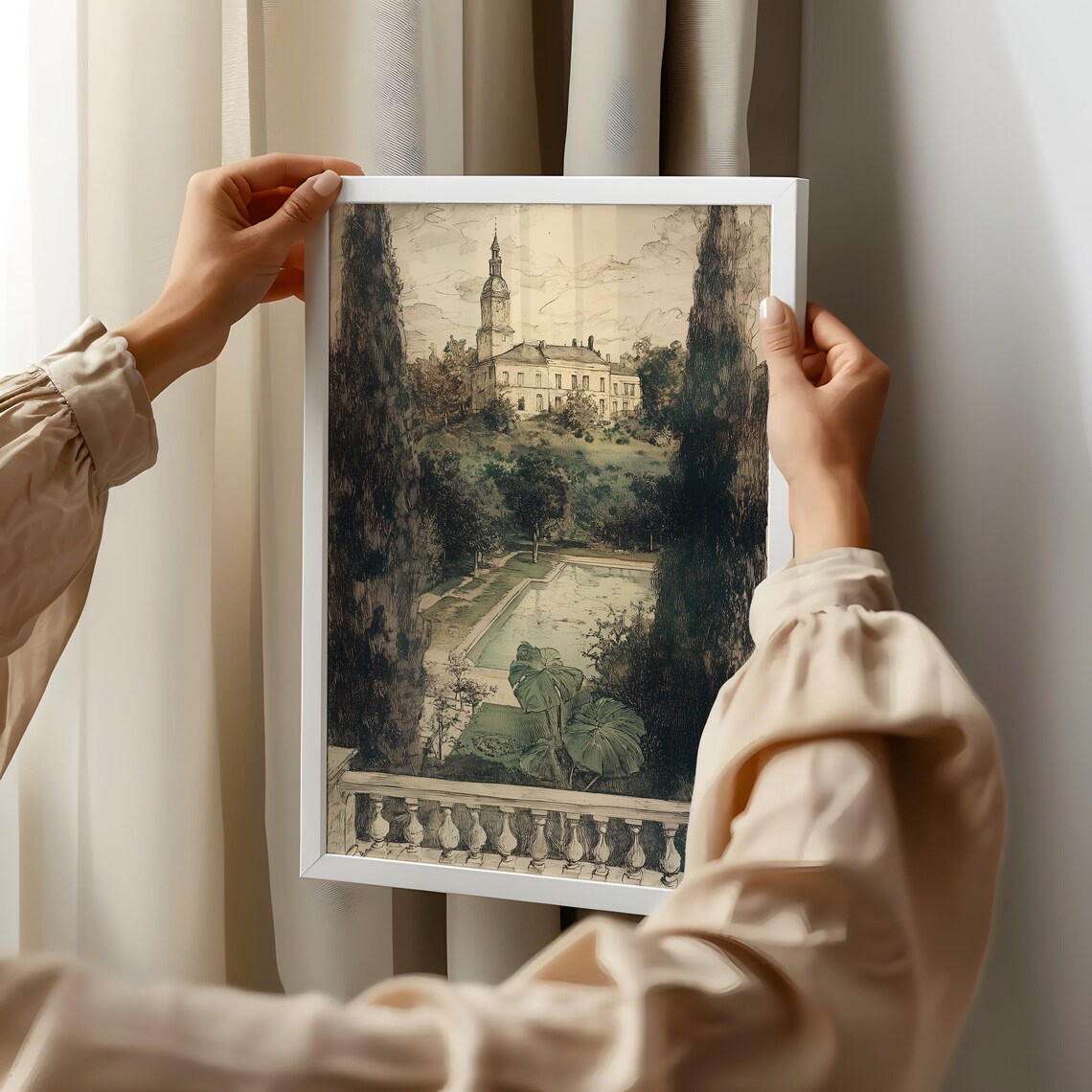 French Countryside Garden Sketch, Vintage Paris Art Print - Image 2