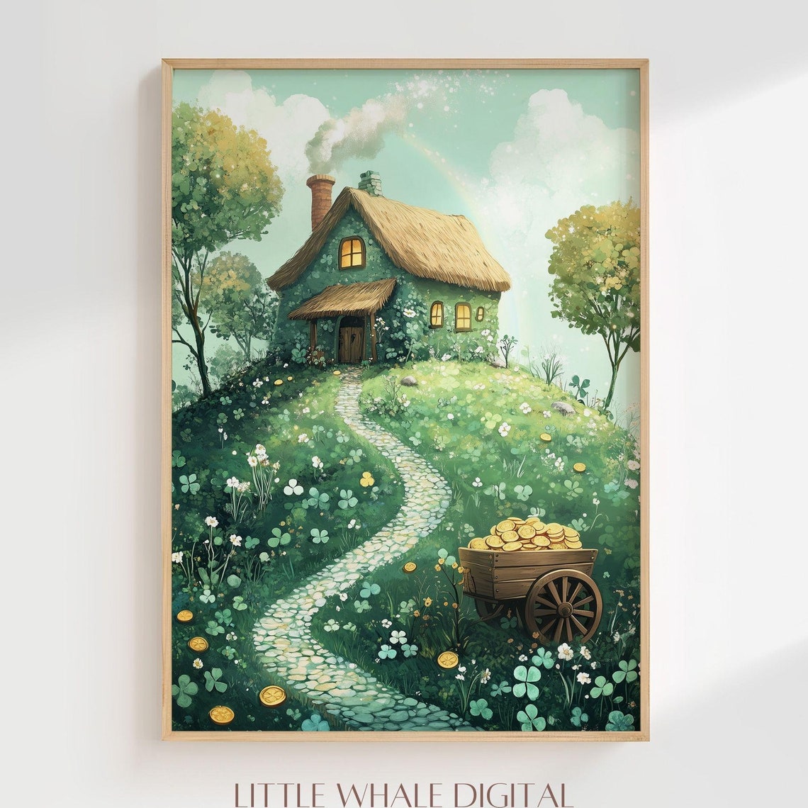 St Patrick's Thatched Cottage on Clover Hill Gold Coins Poster