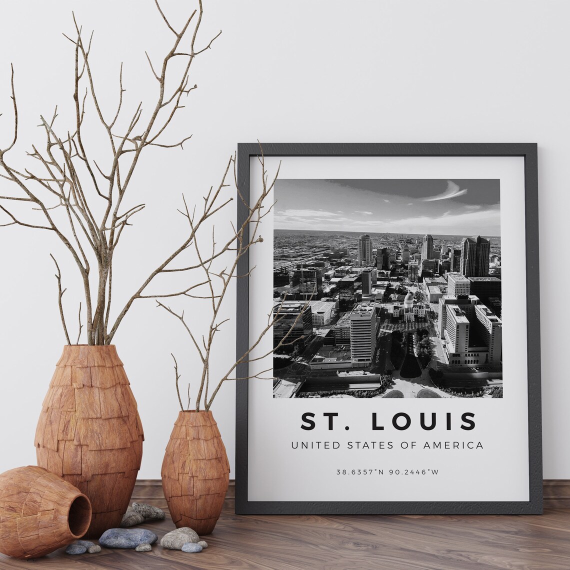 St Louis Black and White Travel Poster Print
