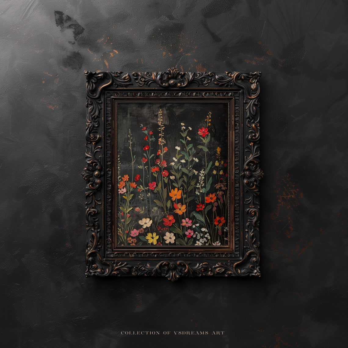 Vintage Moody Dark Flower Print Dark Academia Botanical Wall Art Floral Still Life Wildflower Oil Painting Cottagecore Art Print - Image 5