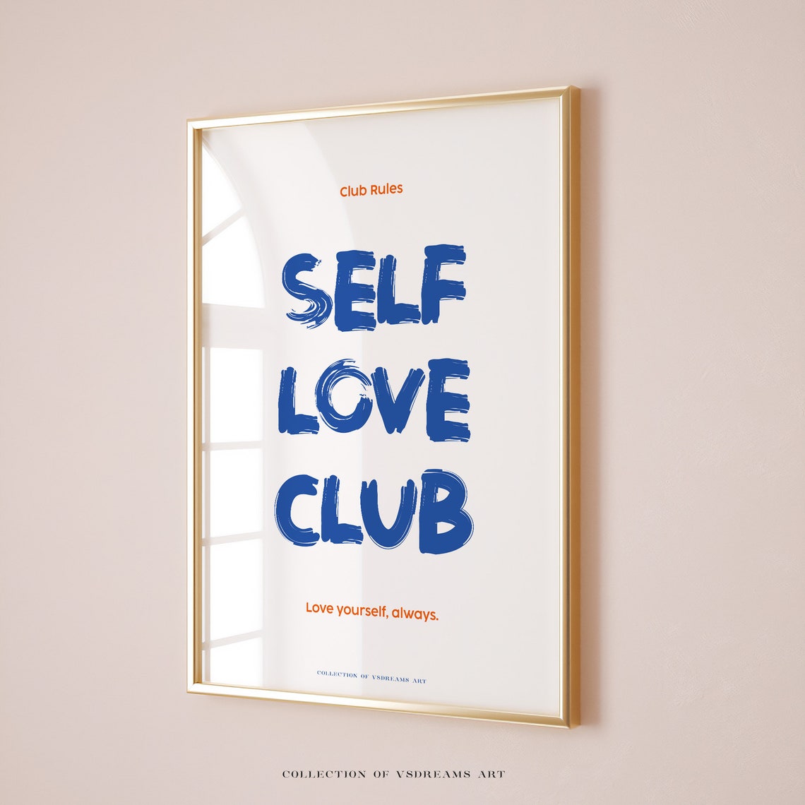 Self Love Club Blue Brush Letters Positive Affirmation Quote Wall Art