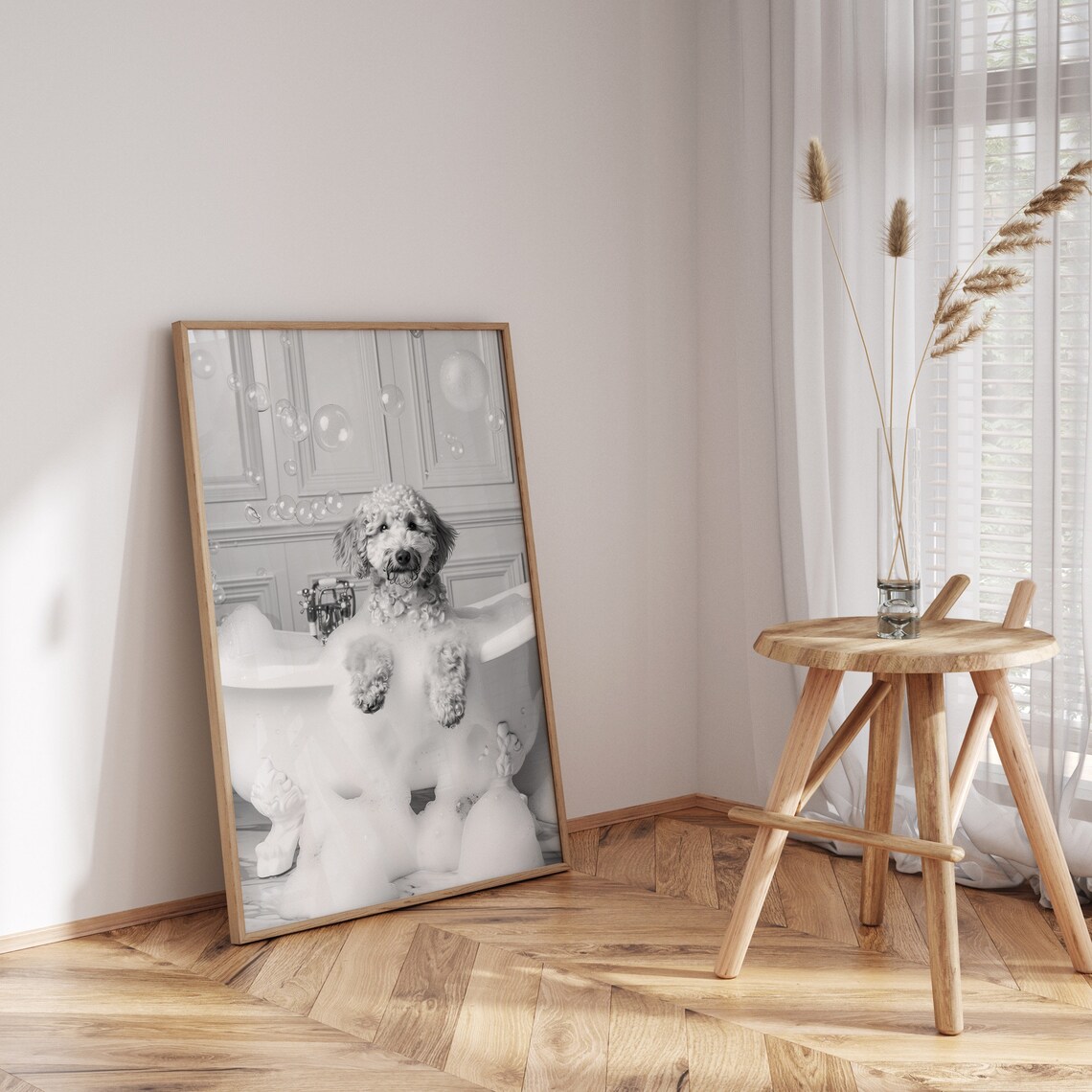 Goldendoodle in the Bath Funny Bathroom Poster - Image 3
