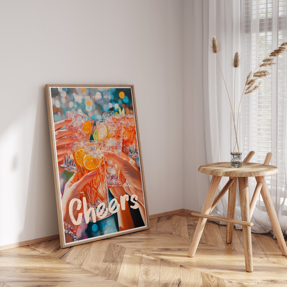 Retro Cheers Poster Coctail Poster Cheers Print Cocktail Prints Bar Cart Decor Cheers Wall Art Cheers Sign Bar Cart Print Girls Night - Image 3