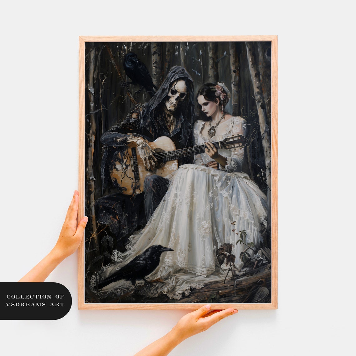Skeleton Guitar Serenade White Gown Gothic Dark Forest Poster - Image 2