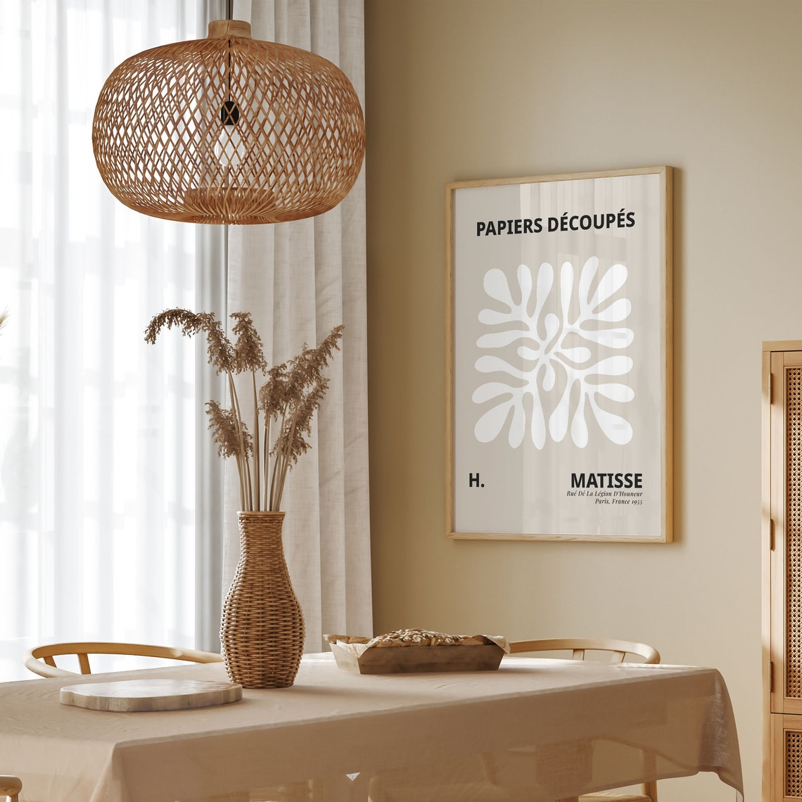 Henri Matisse Beige Botanical Paper Cutout Minimalist Art Poster - Image 4
