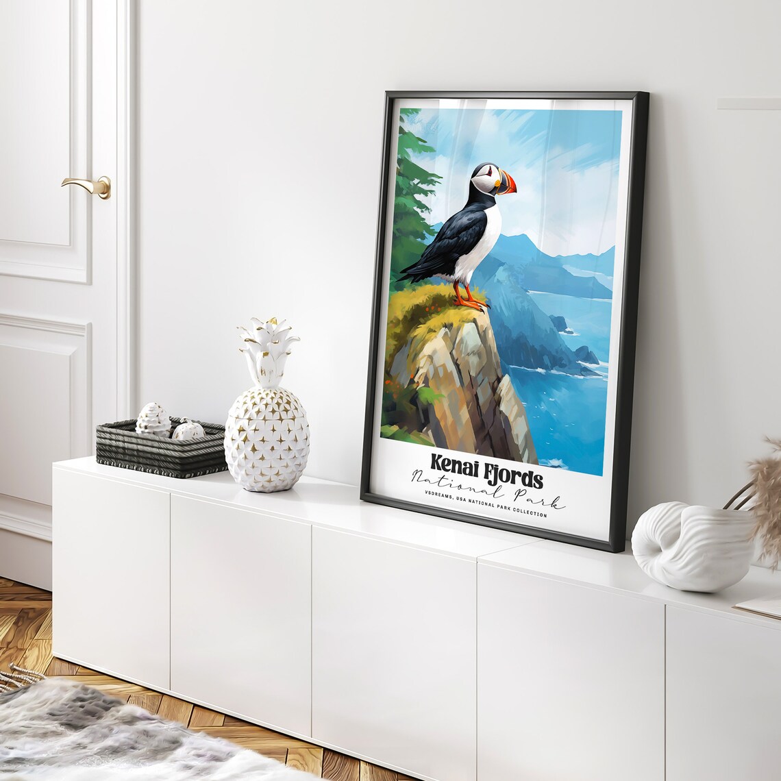 Kenai Fjords National Park Puffin On Cliff Ocean Coast Poster - Image 2