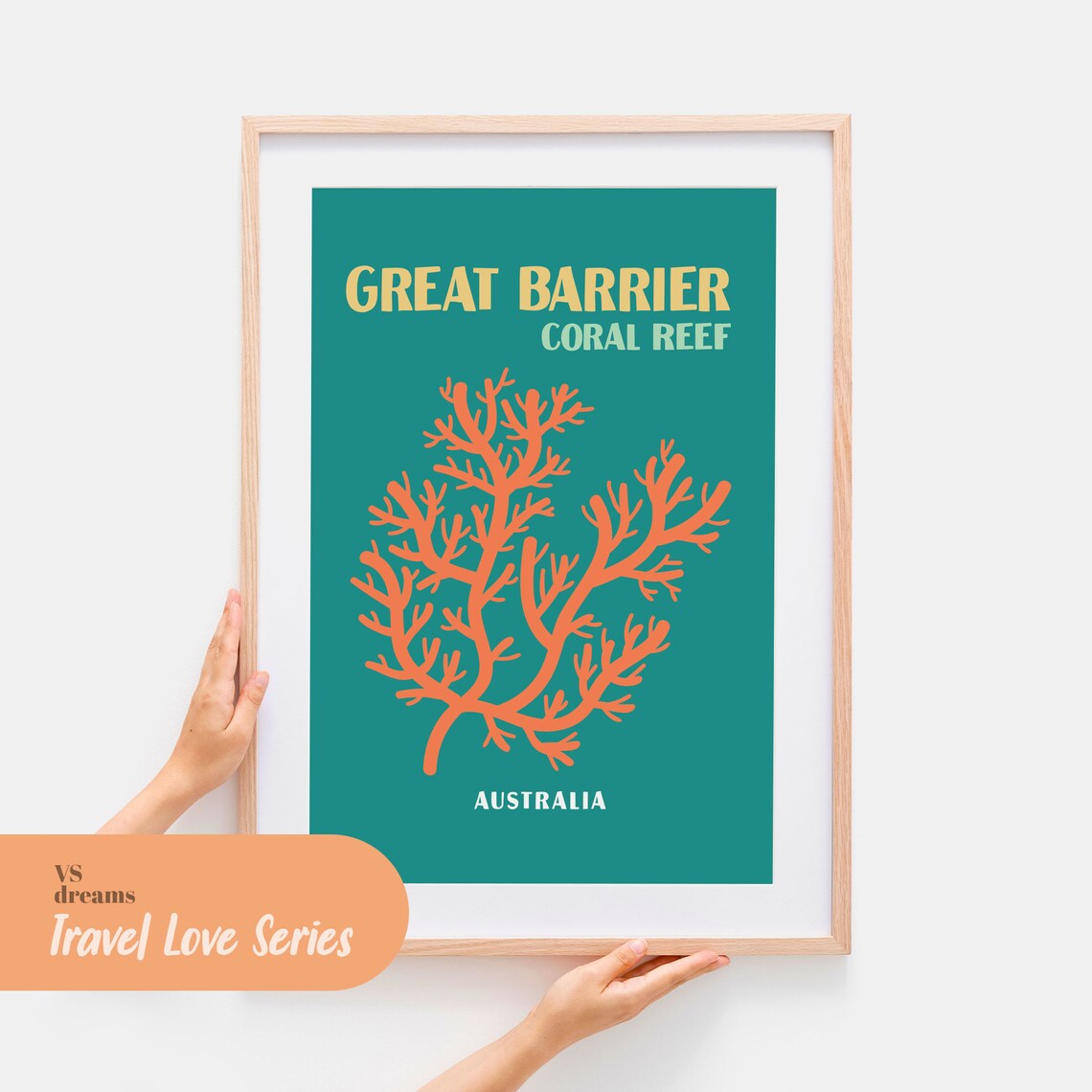 Great Barrier Reef Retro Travel Poster, Australia