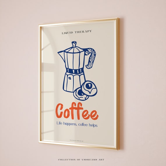 Coffee Poster Bar Cart Decor Bar Cart Art Coffee Print Coffee Shop Poster Coffee House Posters Moka Pot Kitchen Decor Coffee Gift