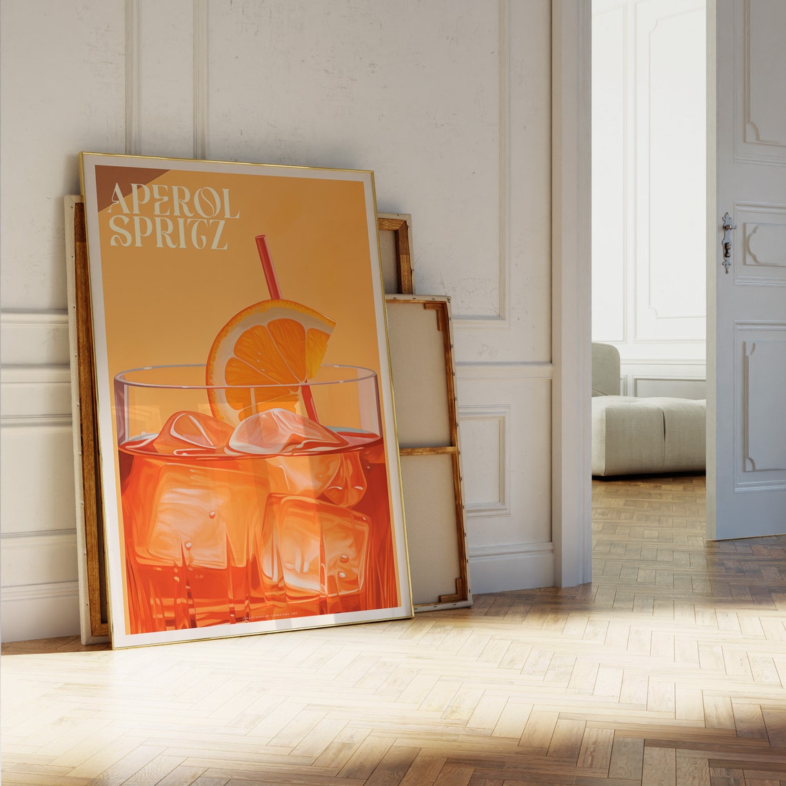 Aperol Spritz Orange Cocktail Glass Illustration Summer Drink Poster - Image 5