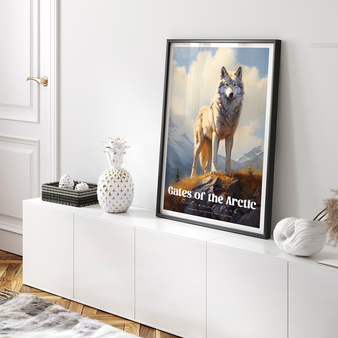 Gates of the Arctic National Park Wolf Vintage Travel Poster - Image 2