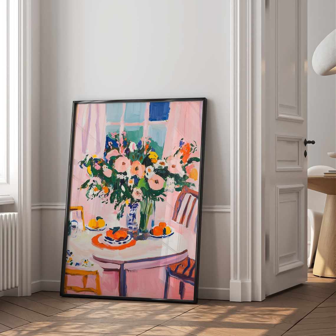 Pink Dining Room Flower Bouquet Breakfast Table Still Life Poster - Image 2