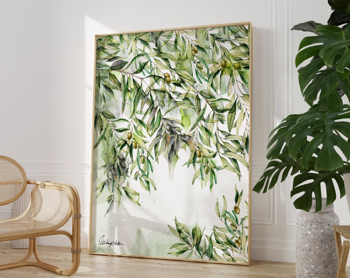 Olive Tree Watercolor Art Print, Farmhouse Botanical - Image 2