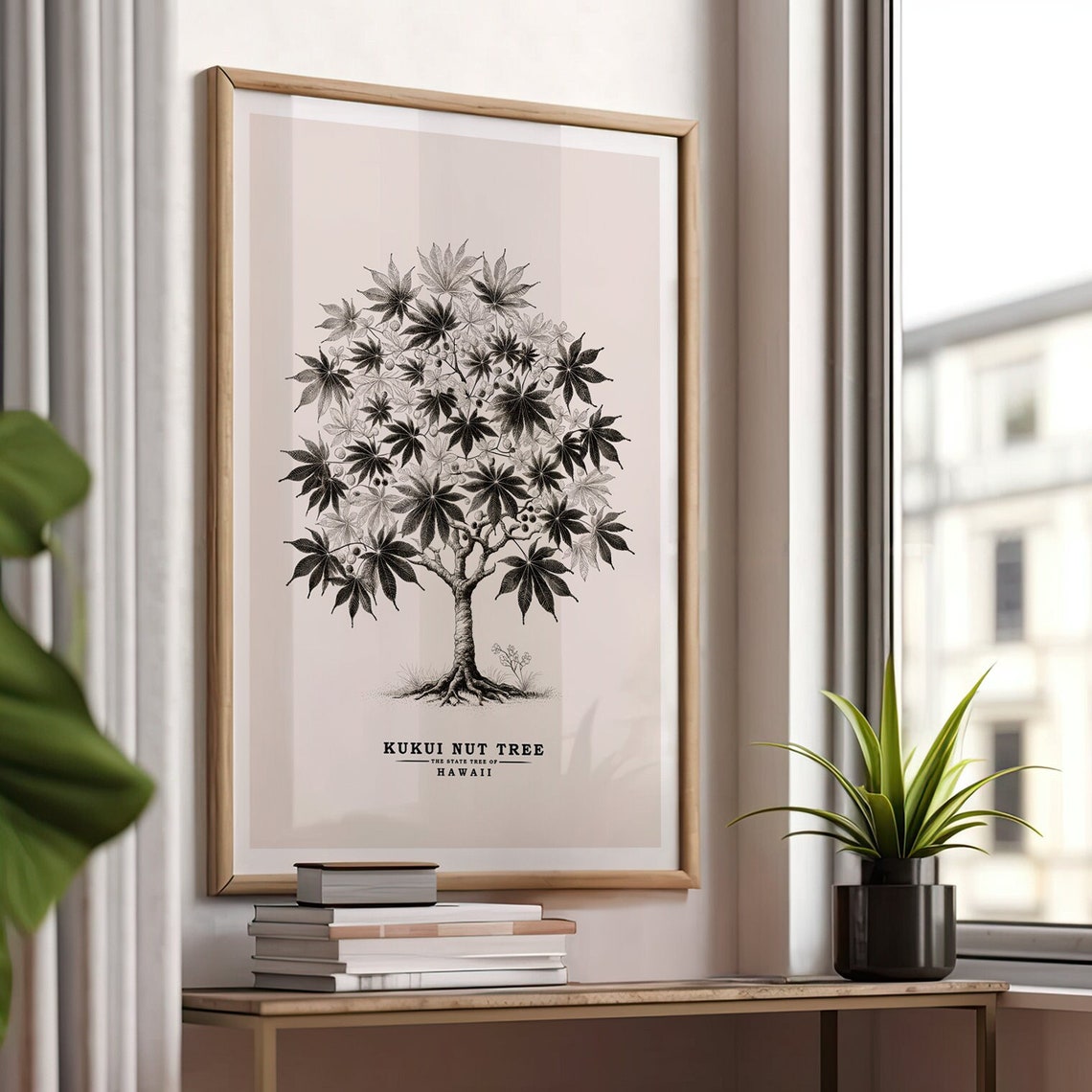 Kukui Nut Tree Hawaii State Tree Vintage Botanical Sketch Poster