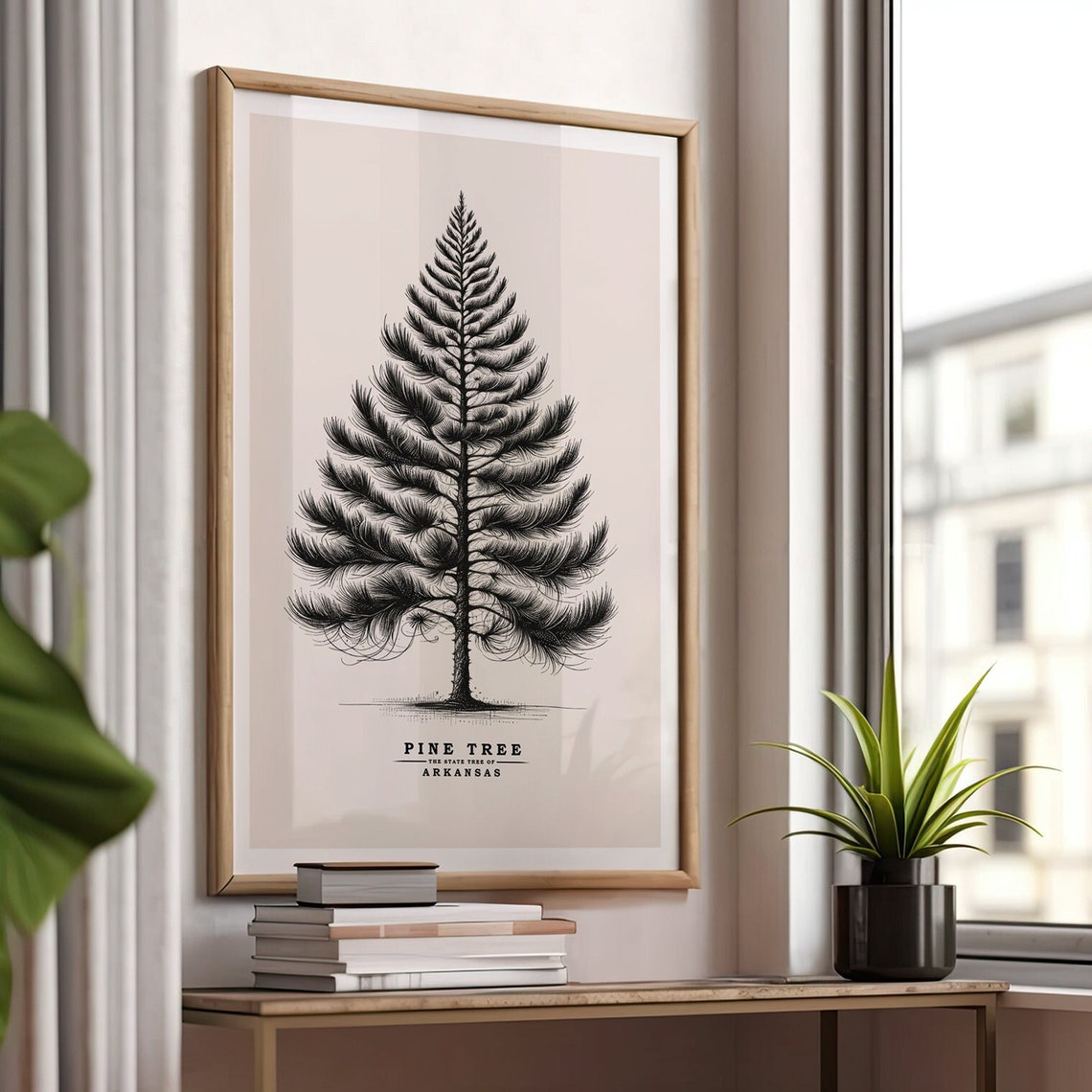 Arkansas Pine Tree State Tree Vintage Botanical Sketch Poster Art