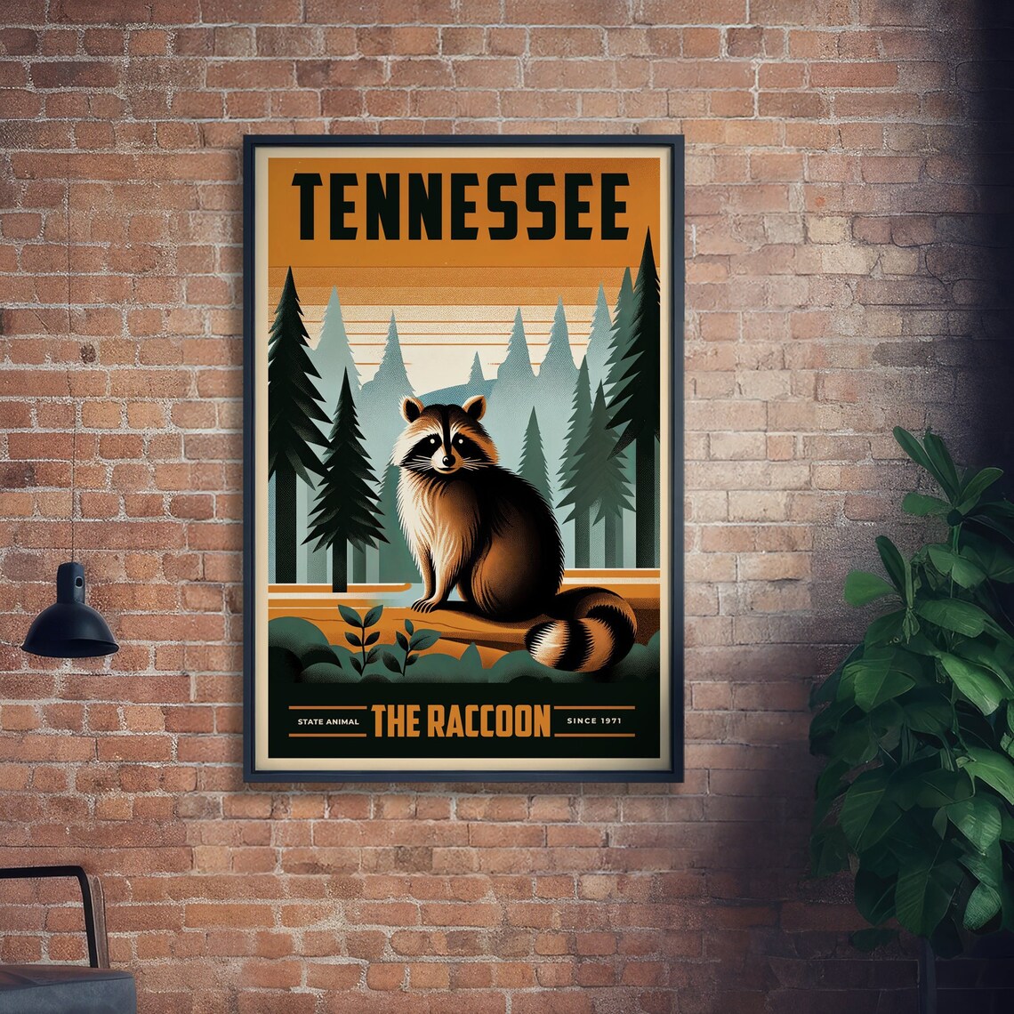 Tennessee State Animal Vintage Raccoon Art Print