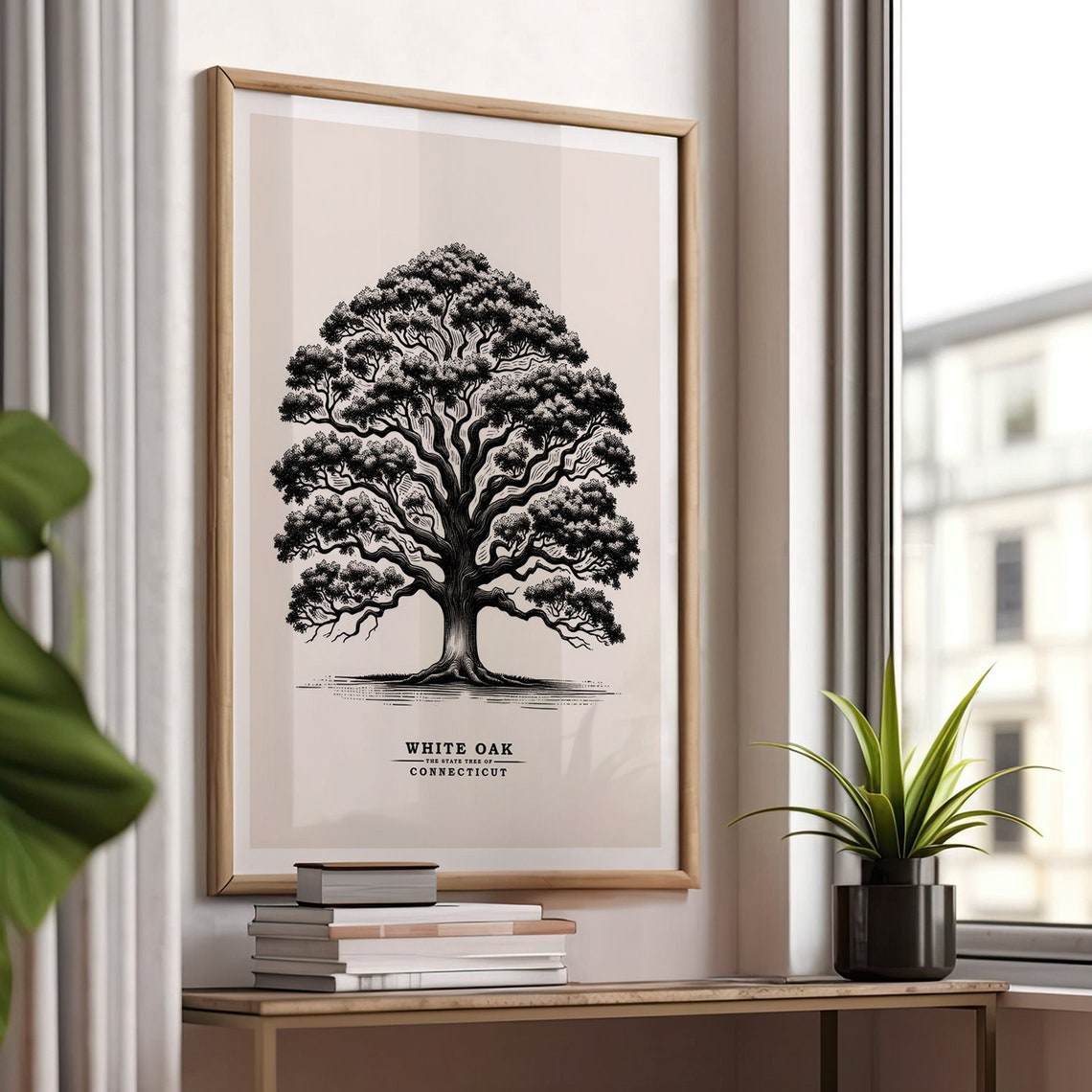 Connecticut White Oak Vintage Sketch Botanical Tree Art Poster