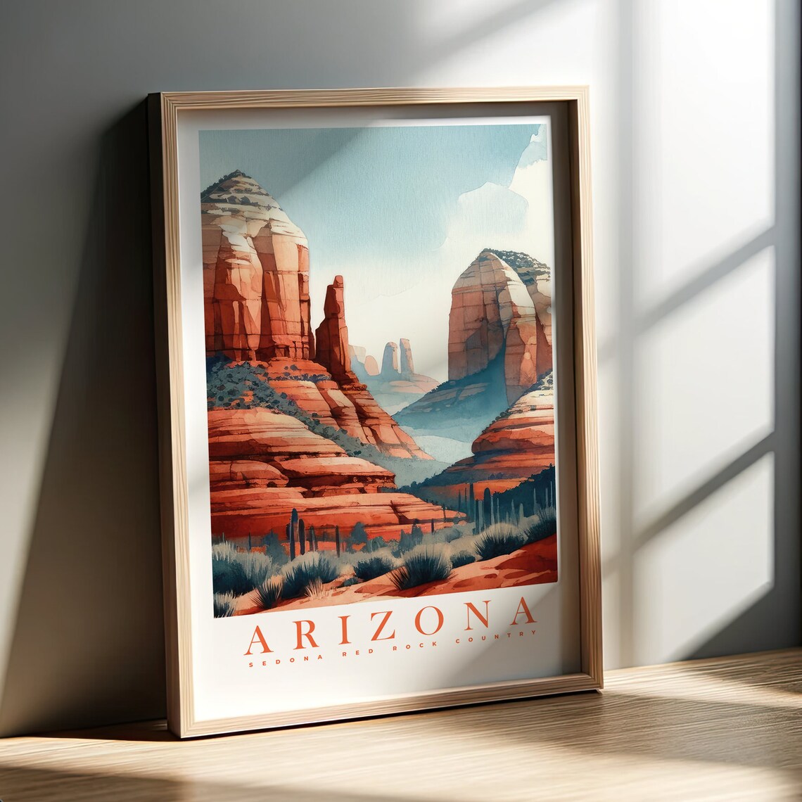 Arizona Sedona Red Rock Country Canyon Watercolor Travel Poster