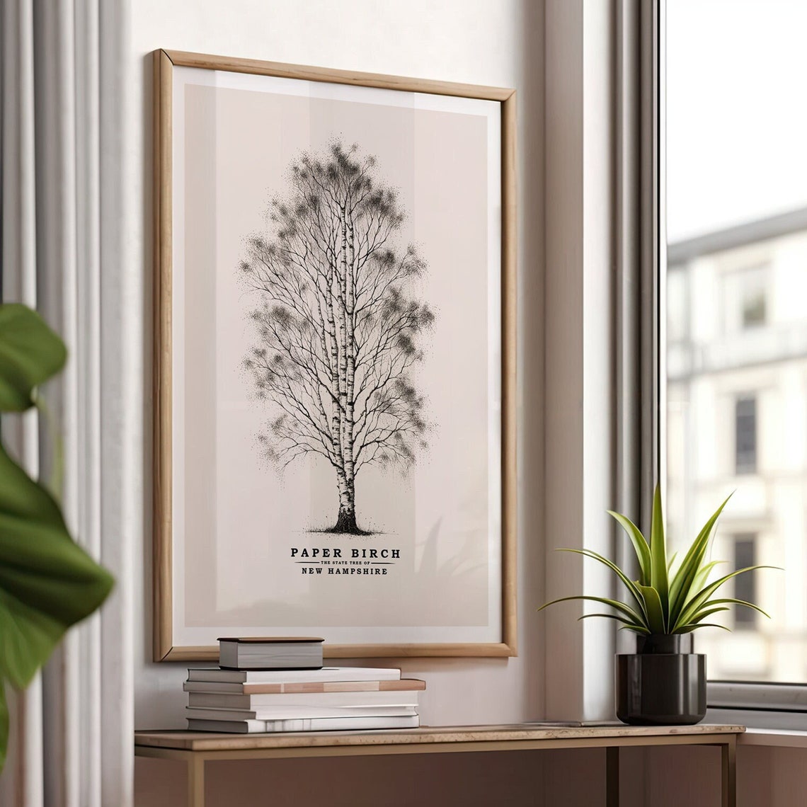 Paper Birch New Hampshire State Tree Vintage Botanical Sketch Poster
