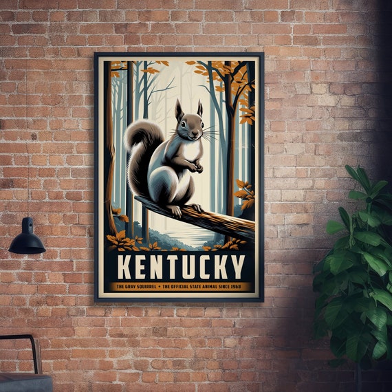 Kentucky State Animal Vintage Prints Gray Squirrel Print At Home Wall Art Art Nature Gift Posters