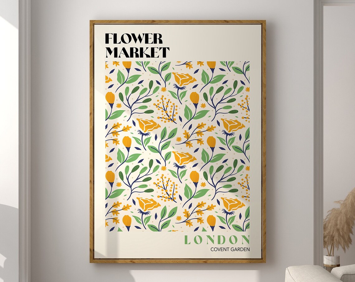 London Flower Market Covent Garden Yellow Floral Botanical Poster