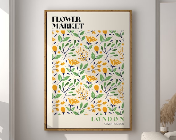 London Flower Market Covent Garden Yellow Floral Botanical Poster