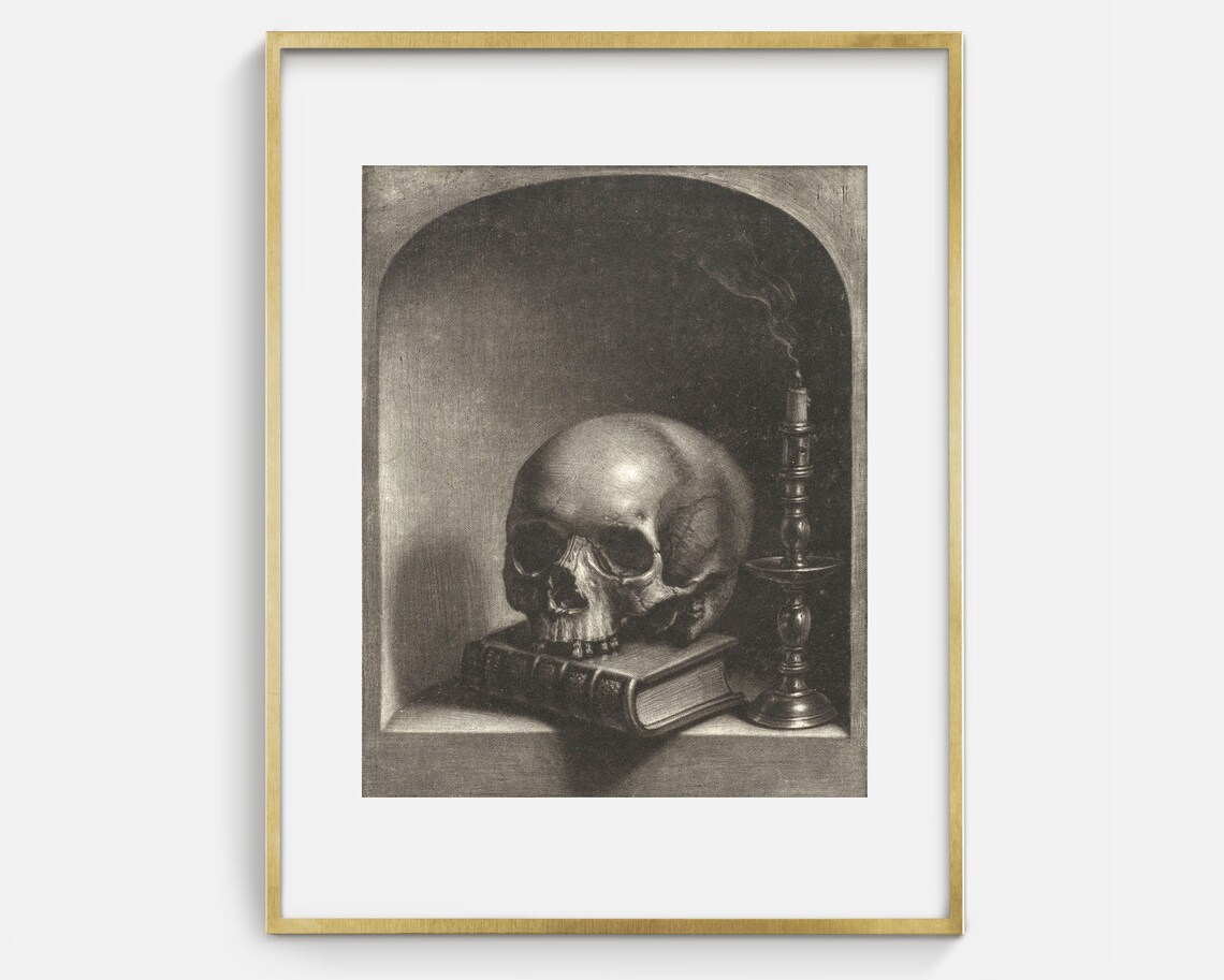 Skull Still Life No. 1, Halloween Dark Academia Art Print - Image 2