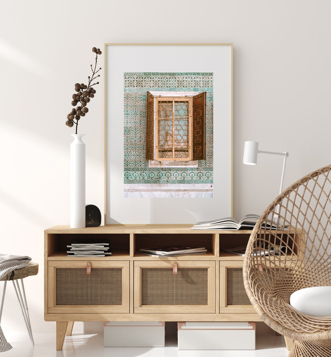 Carved Wooden Shutters Patterned Tile Wall Historic Travel Poster - Image 2