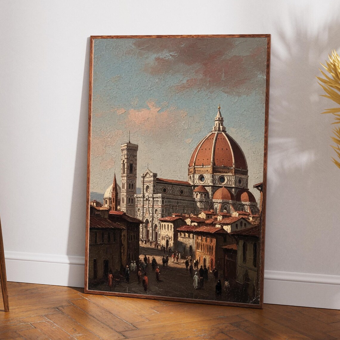 Florence Duomo Vintage Matte Street Scene Classic Italian Art Poster
